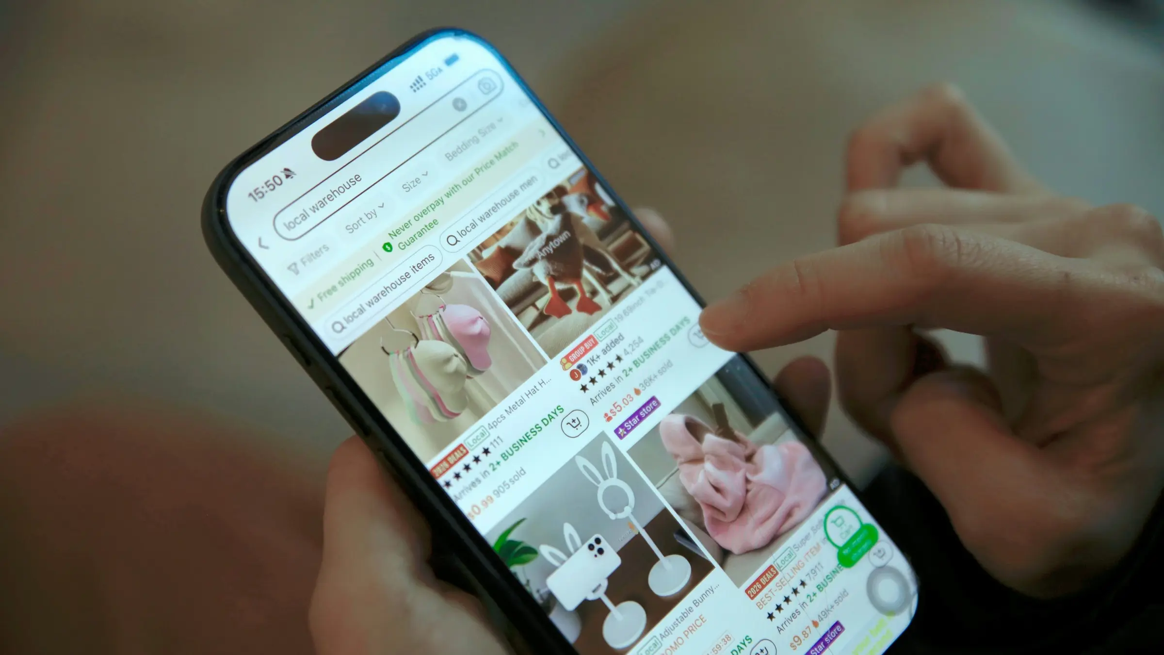 Shopper browsing products in a mobile shopping app