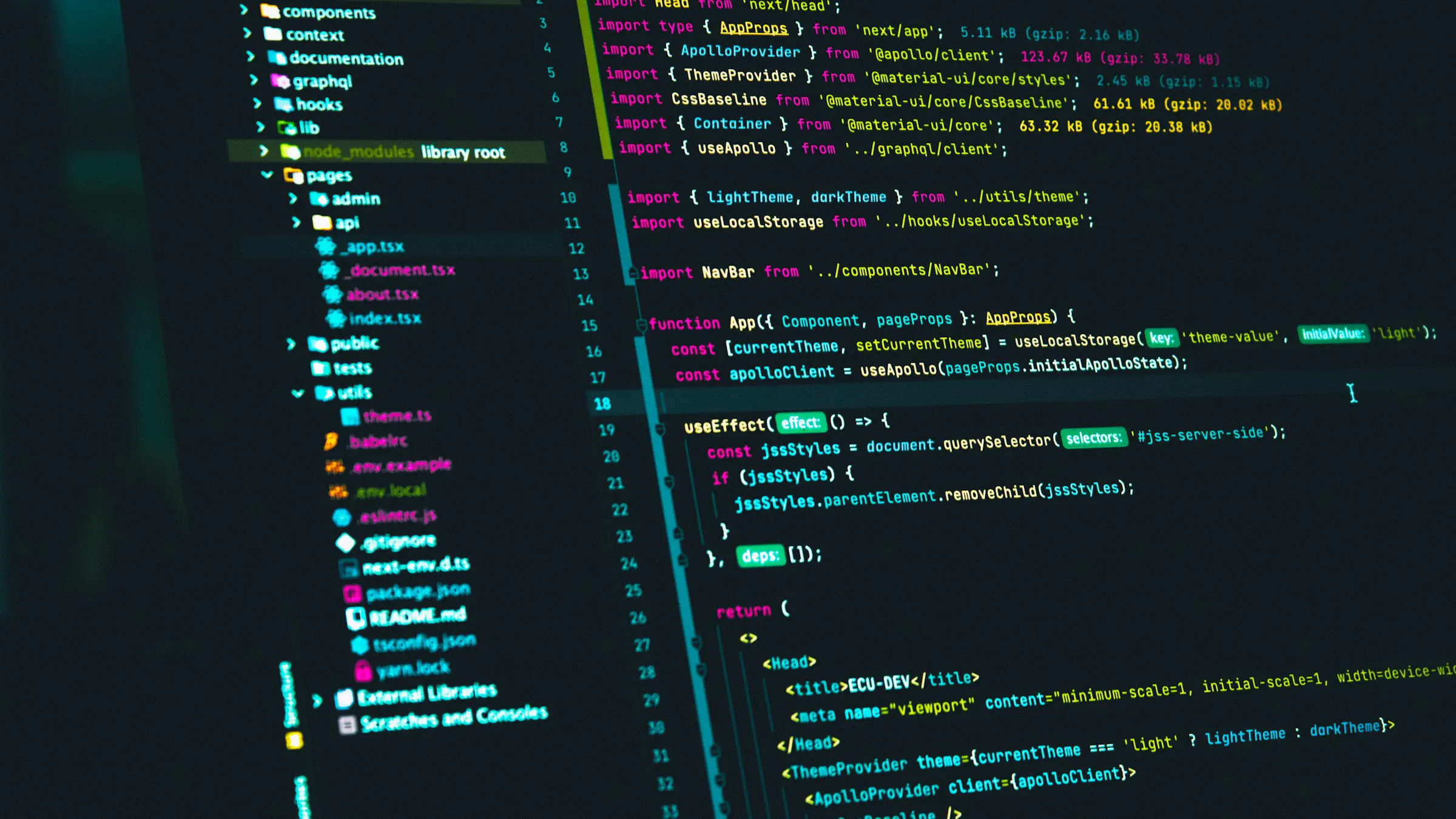 Code on a dark screen in a code editor