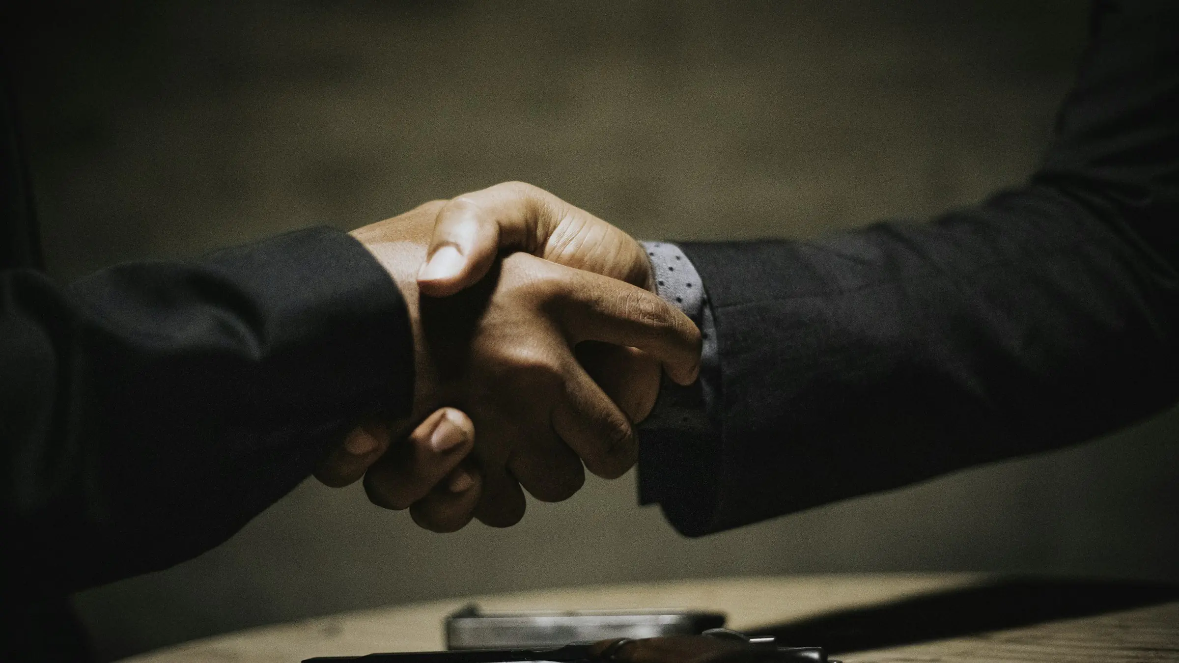 Two business people shaking hands