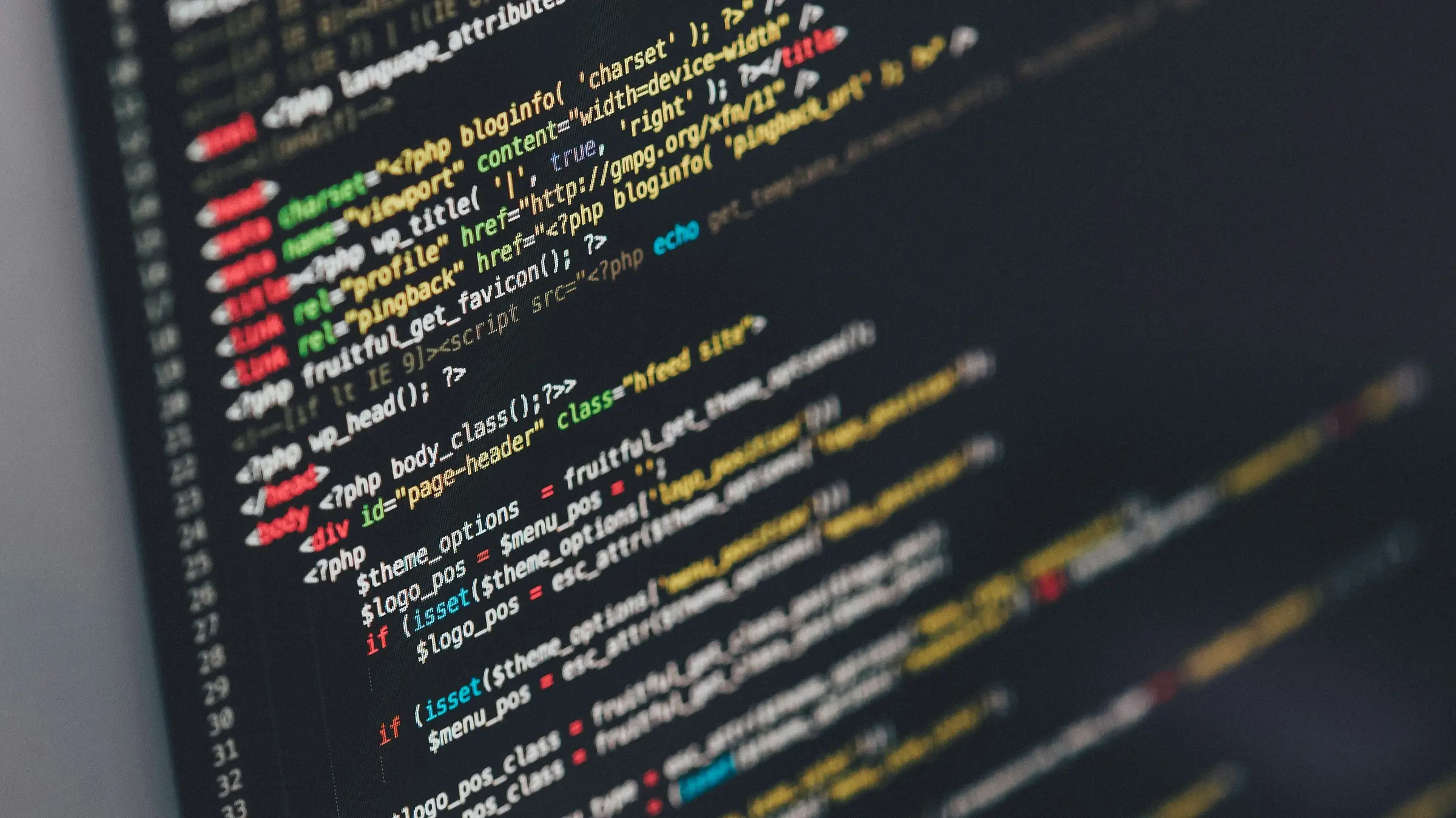 Colorful code on a developer's screen