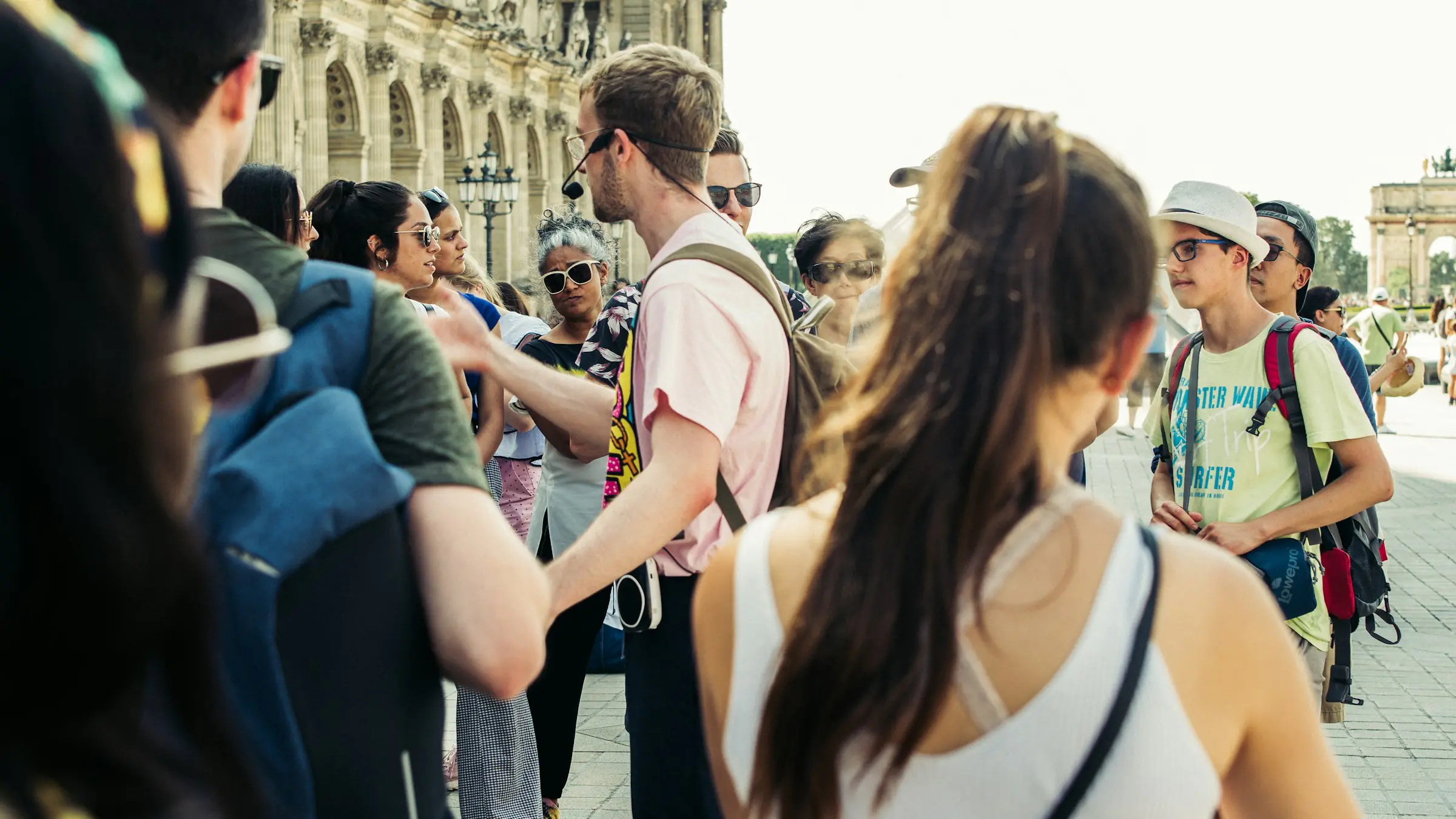 Tour group exploring a historic European city